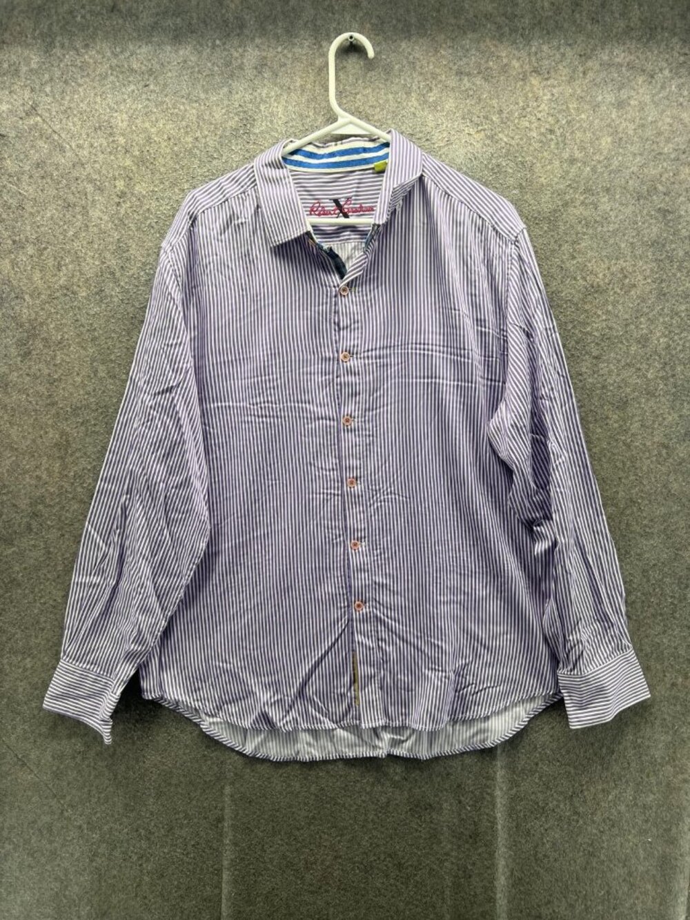 Robert Graham Shirt Men 2XL Purple Striped Long Sleeve Button Up Tailored Fit